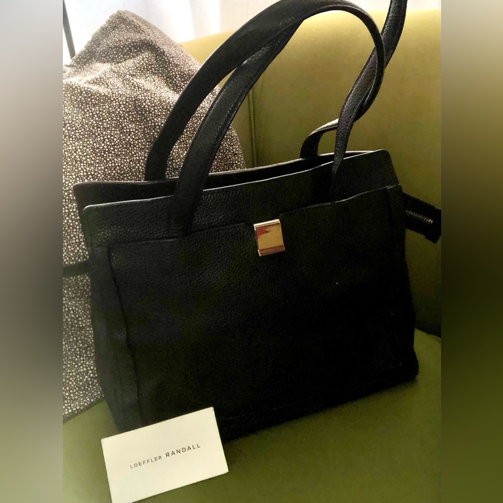 Loeffler Randall black leather handbag. Rare find excellent condition!